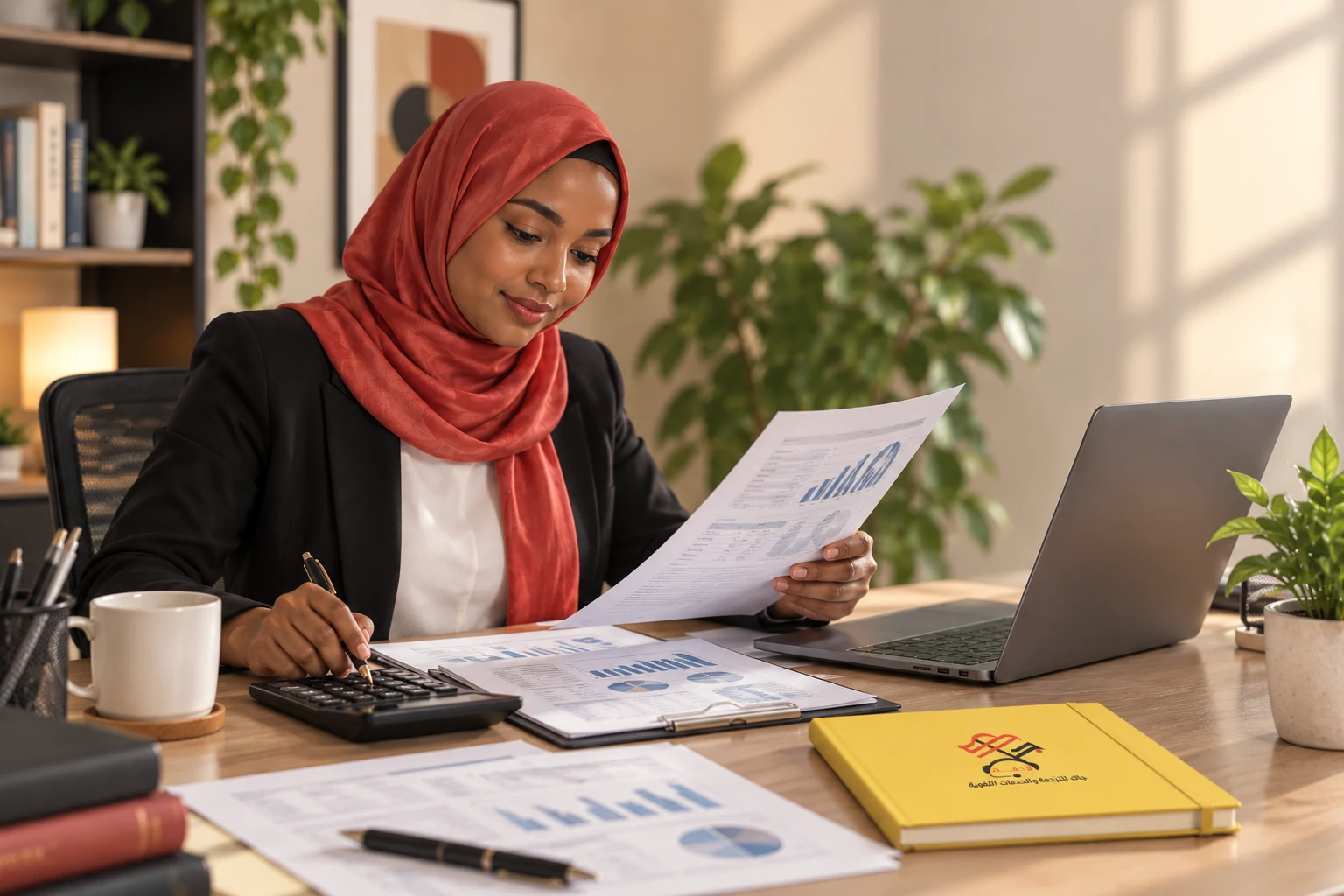 تقارير مالية وآلة حاسبة أثناء مراجعة الأرقام